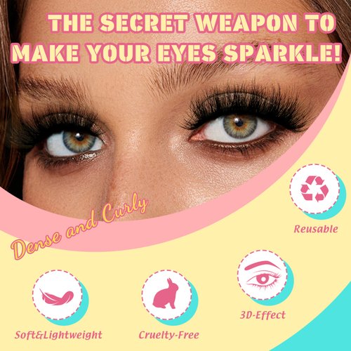 Natural False Eyelashes D Curl 7 Pairs False Eyelashes Cat Eye Lashes Fluffy Faux Mink Lashes Wispy Eyelashes Extensions by MOMOLASH