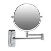 Ovente 7" Wall Mount Makeup Mirror, 1X & 7X Magnifier, Adjustable Spinning Double Sided Round Reflection, Extend, Retractable & Folding Arm, Bathroom & Vanity Décor, Polished Chrome MNLFW70CH1X7X