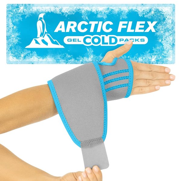 Arctic Flex Wrist Ice Pack Wrap - Refreezable Gel Compression Support - Flexible Hot & Cold Brace for Injuries, Rheumatoid, Tendinitis, Swelling & Carpal Tunnel - Reusable for Pain & Muscle Therapy