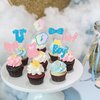 Gyufise 24 Pack Boy or Girl Cupcake Toppers Glitter Onesie Jumpsuit Footprint Bow Tie Cupcake Picks Baby Shower Kids Birthday Gender Reveal Party Cake Decorations Supplies