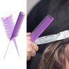Hair Styling Comb,Highlighting Professional Styling Comb Metal Rat Tail Teasing Comb Dyeing Comb Foiling Comb for Home Hairstylist Barber Styling Weaving (4 Pcs Purple)