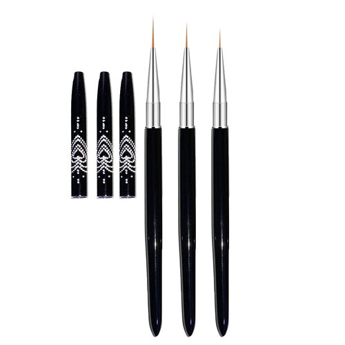 FULINJOY Nail Art Liner Brushes, 7mm/9mm/11mm UV Gel Painting Nail Art Design Brush Metal Handle ...