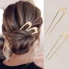 3 Pack U-Shaped Hair Pins French Hair Pin Bun Hair Sticks Chignon Gold Hair Pins for Women Hair Accessories