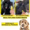 ShedTitan Slicker Dog Brush for Goldendoodles, Poodles & Dematting Pet Comb Value Kit - Easy Self Cleaning Slicker Brush for Grooming Dogs, Golden Doodle, Poodle, Cats - Detangle Comb Removes Matts