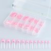 Fcozpjk French Tip Press On Nails Pink, Short Coffin French Tips Stick On Nails, Wearable False Nail Tips Full Cover Soft Gel Tips, Y2K Design Glue On Nails in 12 Sizes, Nail Salon Supplies