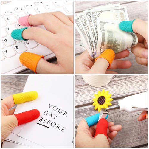 32 Pieces Rubber Finger Pads Tips Silicone Hot Finger Protectors Thimble Finger Tips Office Cover Finger Pads with Assorted Sizes for Counting Collating Sorting Task Hot Glue Sewing Office Supplies