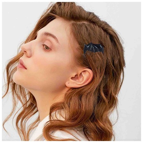 Vacaonio Gothic Bat Black Wings Hair Clip Horror Bat Hair Pin Clips Bat Wings Hair Barrette Pin Halloween Head Clip Hairpins Decorative Hair Accessories for Women and Girls Headdress pack of 2