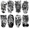 Oottati 8 Sheets Forest Lion Jesus Tiger Cross Skull Rose Crown Old School Arm Leg Temporary Tattoo Stickers