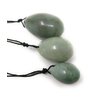 THY COLLECTIBLES Set of 3 Drilled Yoni Eggs Green Jade Stone Egg for Kegel Exercise Pelvic Floor Muscles Vaginal Exercise Ben Wa Ball Health Care for Women Beautiful Brocade Gift Box & Pouch
