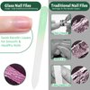 CANVALITE Glass Nail File for Natural Nails Double Sided 180/320 Grit Crystal Nail Files with Case Glass Fingernail File Stocking Stuffers for Women Girls Gifts, Light Green