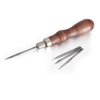 DIY 4 in 1 Adjustable Wood Handle awl Repair Tool Stitcher Sewing Awl Hand Stitcher Repair Tool Kit for Leather