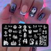 Halloween Nail Stamping Plate Nightmare Before Christmas Nails Stamping Kit The Day of Dead Ghost Holiday Nail Stamping Plate Halloween Nail Stamper Kit for Women Girls DIY Salon