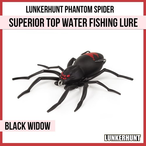 LUNKERHUNT Phantom Spider Lure for Bass Fishing (2.5 Inch) | Topwater Spider Fishing Lure with Natural Walking Action | Soft Hollow Body Weedless Hooks for Trout and Pike