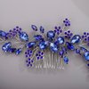 BERYUAN Teardrop Flower Crystal Hair Comb for Women Cute Crystal Comb for Bride BLUE