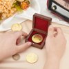 FINGERINSPIRE Single Wood Challenge Coin Presentation Display Gift Box with Dark Red Velvet Inside 40mm Coin Storrage Box Magnetic Clasp Medal Display Case Commemorative Coin Holders for Collectors