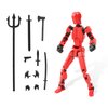 Fugacus Titan 13 Action Figure, Dummy 13 Action Figure Lucky 13 Action Figure T13 Action Figure 3D Multi-Jointed Movable, T13 Action Figure Toy (red)