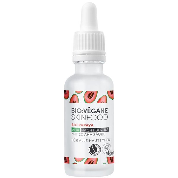 BIO:VEGANE SKINFOOD Organic Papaya AHA Night Serum With 2% AHA Acid For All Skin Types 1.0 fl oz (30 ml)