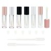 COSIDEA 24 pcs Empty 5ml big brush lip gloss tube black round lipgloss tubes container with big doe foot wand cosmetic packing containers