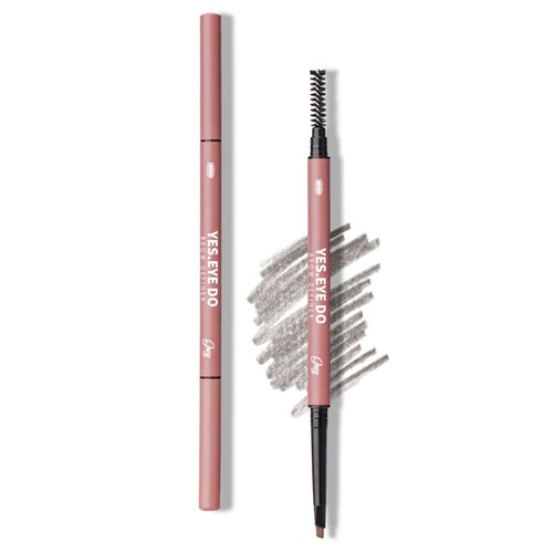 Gray Eyebrow Pencil for Gray Hair, Automatic Grey Eyebrow Defining Pen with Brush, Retractable Brow Filler Waterproof Long-lasting, Ultra Precise 2mm Tip for Filling Sparse Brows, Gray, YES.EYE DO