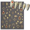 TailaiMei Valentine's Day Star Moon Nail Stickers, Self-Adhesive Golden Heart Nail Art Decals for DIY Nail Decorations (3 Sheets)