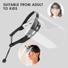 EWA Adjustable Face Shield（2pack+10visors）, All-Round Protection Cap with Clear Anti-Fog Shields, Lightweight Transparent Face Shields(2 Support Frame + 10 Replaceable Visors+ 4 Sponge Strips)-Black