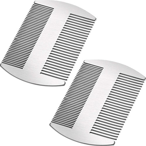 Boao 2 Pieces Metal Hair Combs for Women Men Beard Combs Metal Mustache Comb Lice Comb Wallet Fine Cutting Comb Teasing Barber Comb Stainless Steel Hair Styling Cutting Comb(Silver)