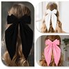 6PCS Silky Satin Hair Bows Long Tail Oversized Hair Ribbons Big Bow Barrettes Metal Bowknot Clips Ponytail Holder Aesthetic Accessories for Women Girls Toddlers Teens Kids