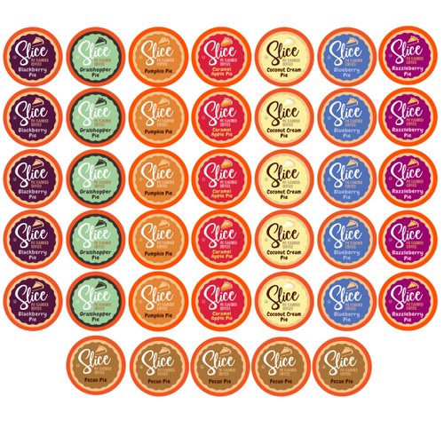 Slice Coffee Flavored Coffee, Variety Pack for Keurig K Cup Brewers, 40 Count, Pie Flavors (Blackberry, Grasshopper, Pecan, Coconut Cream, Razzleberry)