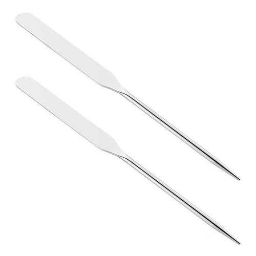 2 Pieces Stainless Steel Makeup Spatula Foundation Mixing Tool Eye Cream Spoon Foundation Spatula Cosmetic Skincare Spatula Nail Art Makeup Stirring Rod for Home Beauty Salon, Silver