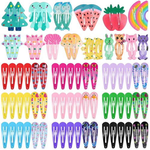 Anezus 80 Pcs Hair Clips for Girls Hair Barrettes Snap Non-Slip Metal Hair Clips for Girls Kids T...