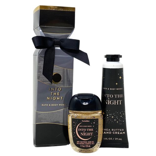Bath and Body Into The Night Travel Gift Set - Hand Gel and Hand Cream Arranged Inside a Small Decorative Gift Box