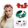 Soochat Christmas Rhinestone Headband Xmas Tree Santa Claus Snowflake Knotted Headband Red & Green Jeweled Crystal Hair Band Holiday Outfits Accessories Gifts (Red)