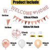 Welcome Home Decorations,Rose Gold Welcome Home Balloons Banners Set,Welcome Home Glitter Banner with Confetti Balloons,Pennant Flag Bunting for Home Family Baby Shower Welcome Back Party Supplies