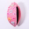 Valentine’s Day Heart Headbands for Women Valentine’s Day Accessories Conversation Heart Knotted Headband Pink Red Rhinestone Wide Top Knot Headband Valentine Party Favors Gifts (Conversation Heart)