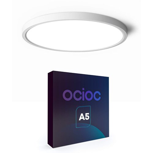 ocioc LED Flush Mount Ceiling Light Fixture, 12 inch 24 W 5000 K 3200 lm Flat Round Ceiling Lamp for Kitchen, Laundry Room