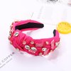 mokkia Hot Pink Headband Western Headbands for Women Jeweled Rhinestone Crystal Knotted Headbands Wide Cowgirl Cowboy Boots Hats Hairbands Cowgirl Hair Accessories Spring Summer Headwear (Rose Red)