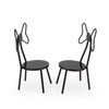 Miniature Chairs Set of 2Pcs Dollhouse Furniture Bistro Chair (Pack of 2) Butterfly Backrest Designed Miniature Soldier Metal Chair Model Accessories Iron Dinning Chair Decoration (Black)