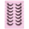 Maigitur Mink Lashes Fluffy 3D False Eyelashes 6-12mm Wispy Cat Eye Lashes that Look Like Extensions Strip Lashes Pack 7 Pairs Lightweight Fake Eyelashes for Doll Eye Makeup LZM-23, PINK