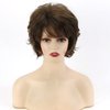 TISHINING Short Curly Brown Pixie Cut Wigs for White Women with Bangs Pixie Laered Mixed Brown Synthetic Shaggy Curly Wigs for Women Natural Looking Daily Party Hair Replacement Wig