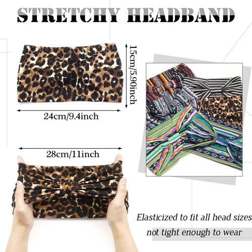 SAWINDA Boho Headbands for Women Fashion Wide Stretch Hair Bands Knotted Turban Head Bands Yoga Running Elastic Soft Head Wrap Headbands Accessories for Teen Girls