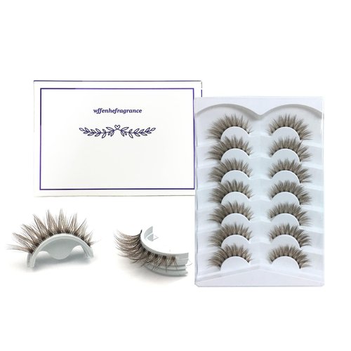 Wffenhefragrance Brown Artificial Mink Eyelashes - Fluffy Wispy Lashes 7 Pairs|Natural Look,Contact Lens Friendly,Easy to Apply & Reusable|Perfect for Daily Wear,Parties & Special Events|7-11-13mm