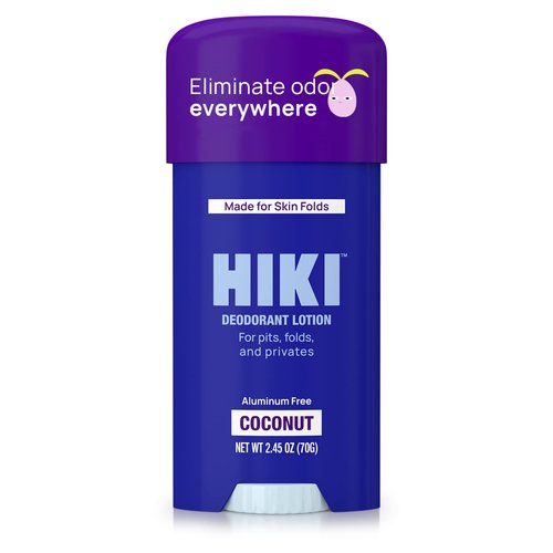 HIKI Whole Body Deodorant Cream for Underarms, Skin Folds + Private Parts Deodorant. Aluminum-Free, Talc Free, & Designed For Sensitive Skin -NEW FORMULA- (Coconut - 1 Pack)