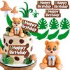 14Pcs Woodland Animals Figures Cake Topper Forest Bear Cake Toppers Forest Animals Birthday Decoration for Baby Shower Birthday