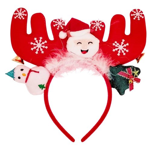 JUTTIRA Christmas Reindeer Antlers Headbands Deer Ears Hair Band Xmas Fawn Horn Headwear, Red Green White Moose Antlers Hair Hoop Elk Deer Horn Antlers Doe Ears Head Bopper