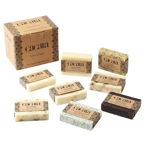 Cacala 100% Natural Organic Olive Oil Soap Set of 8 for Men Men's and Women's Soap Bar - Skin and Body Nourishing - Organic Gift Idea - Handmade in Turkey