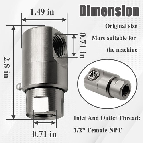 5024-Ni-AL 1/2 Inch Hose Reel Swivel Fitting Replacement, Swivel Fitting for Hose Reel 9SS8FP50XFP50-Ni-AL