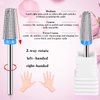 3 Pieces Nail Carbide 5 in 1 Bit, Nail Drill Bits Set-2 Way Rotate Use for both Left to Right Handed, 3/32 Inch Shank Size Drill Machine for Fast Remove Acrylic or Hard Gel (Silver)