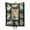 Cute Rabbit Blanket Bunny Throw Blanket Pet Animal Fuzzy Plush Blanket Ultra Soft Gift for Women Kids Teens Men Girls Boys Stuffed Decor for Easter Bedding Sofas Couch 50"X40"