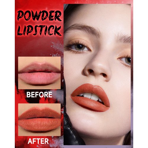 Matte Powder Lipstick for Women, Velvet Liquid Lipstick Red Lipcolor with Lightweight Powder Texture Long Lasting High Impact Lip Stain Nonstick Smudge-Proof Lip Gloss, Lip & Cheek Lip Makeup-01