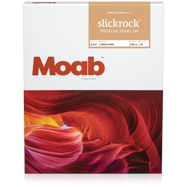 Moab Slickrock Metallic Pearl 260 Fine Art Archival Inkjet Paper, Glossy White, Medium Weight 260gsm, 8.5 x 11 inches, 25 sheets